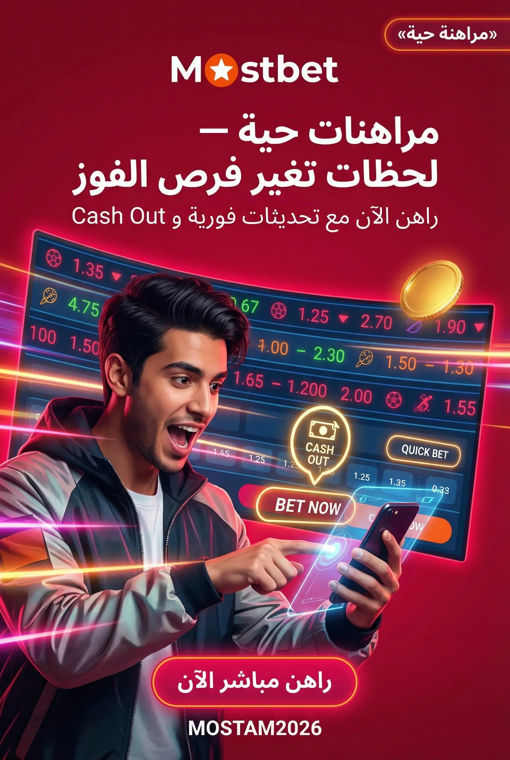 خط المراهنات والرهانات الحية في Mostbet